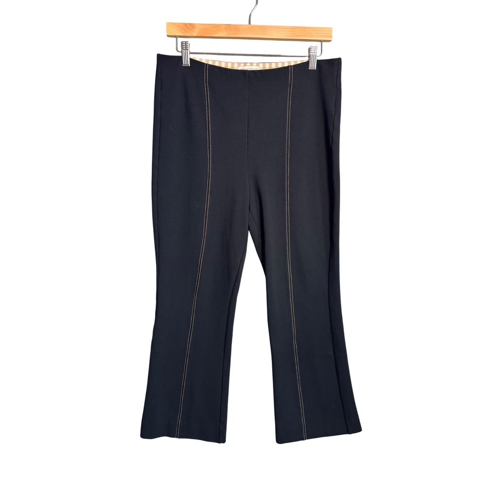 Anthropologie The Essential Crop Flare M Black Contrast Stitch Minimalist Office